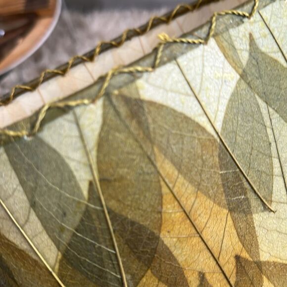 Green Guyabano & Cocoa Leaf Small Oval Accent Table Lamp Natural Boho - Picture 8 of 17